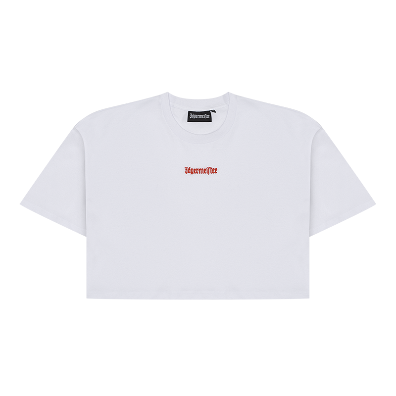 Jägermeister Cropped Shirt Damen weiß - Größe L