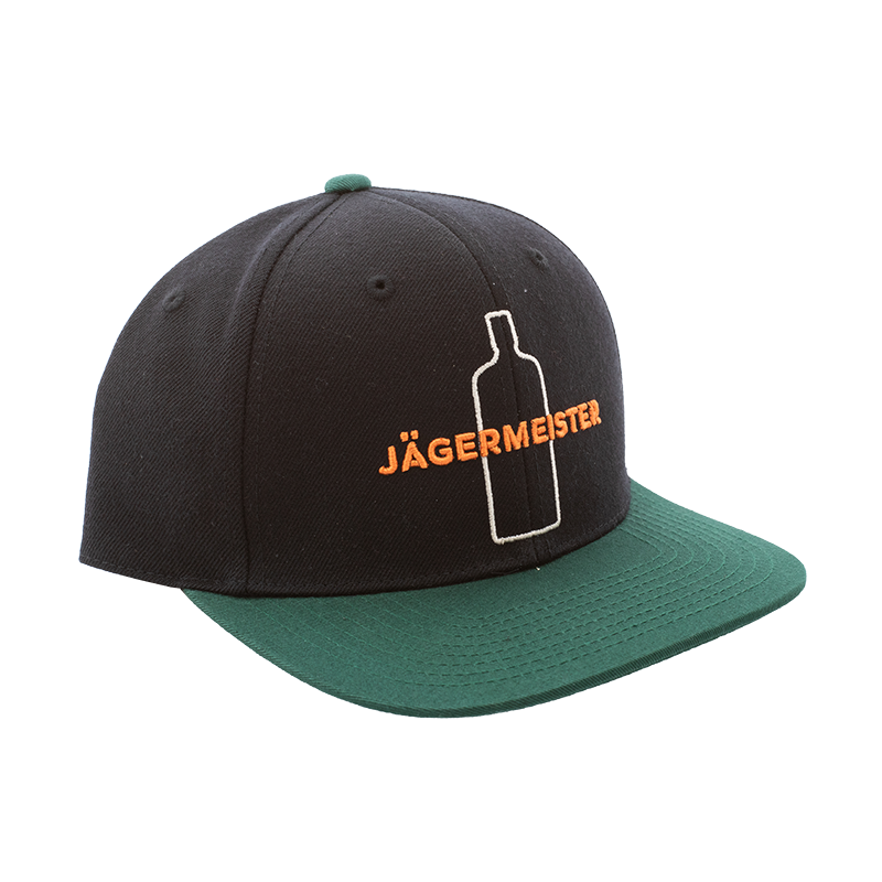 Jägermeister Cap: "Flasche" – meisterhafte Cap mit hochwertigem Stick