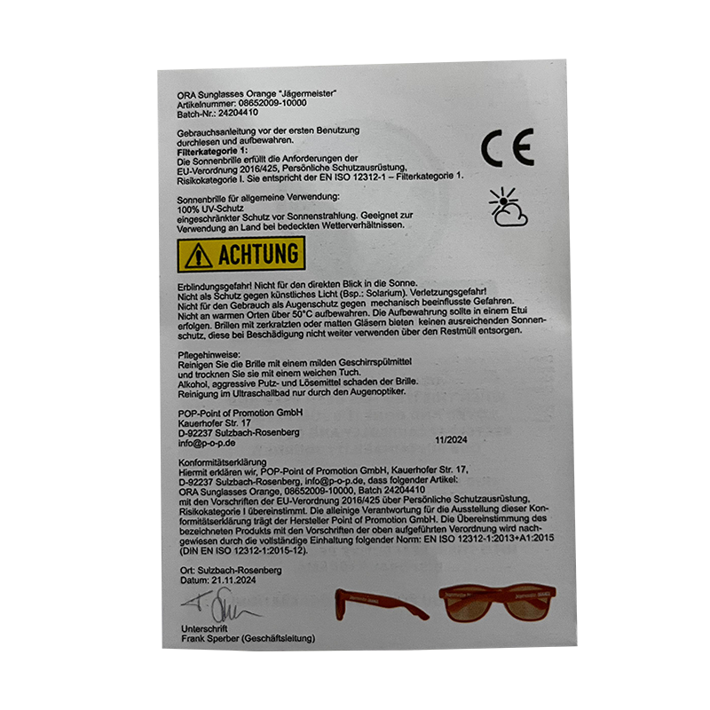 Jägermeister Orange Sonnenbrille