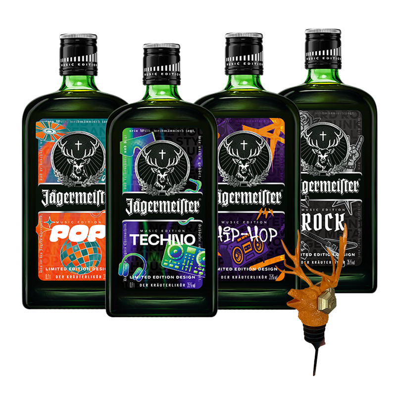 Jägermeister Limited Music Bundle - Alle 4 Editions + Spezial Hirschkopfausgießer