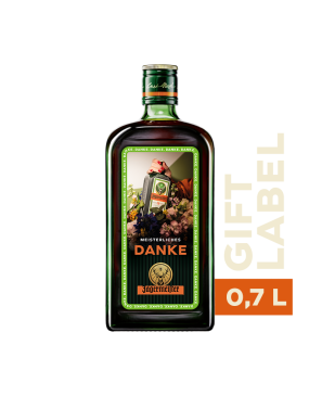 Jägermeister 0,7L  mit "meisterliches Danke" Etikett  in Geschenkbox