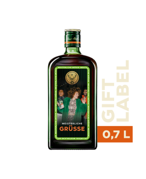 Jägermeister 0,7L mit "meisterliche Grüße" Etikett in Geschenkbox